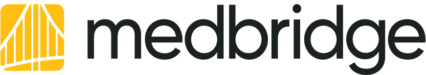 MedBridge logo with a yellow abstract icon and "medbridge" in bold black lowercase letters.